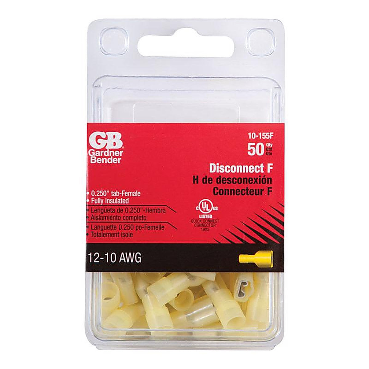 Gardner Bender - 10-155F - 12-10 Ga. Insulated Wire Female Disconnect Yellow - 50/Pack