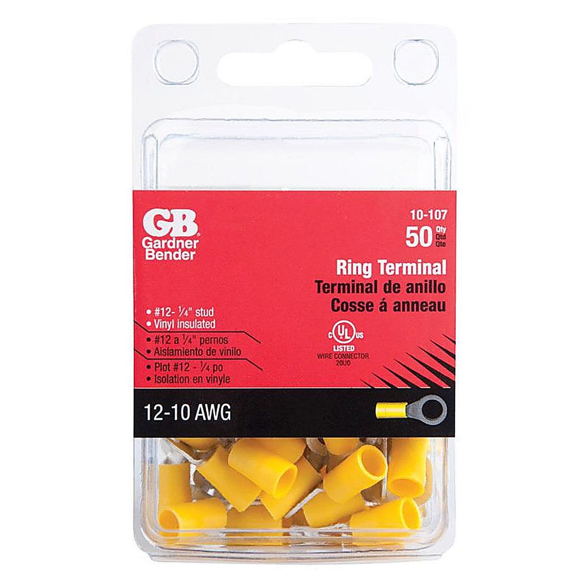 Gardner Bender - 10-107 - 12-10 Ga. Insulated Wire Ring Terminal Yellow 50 pk