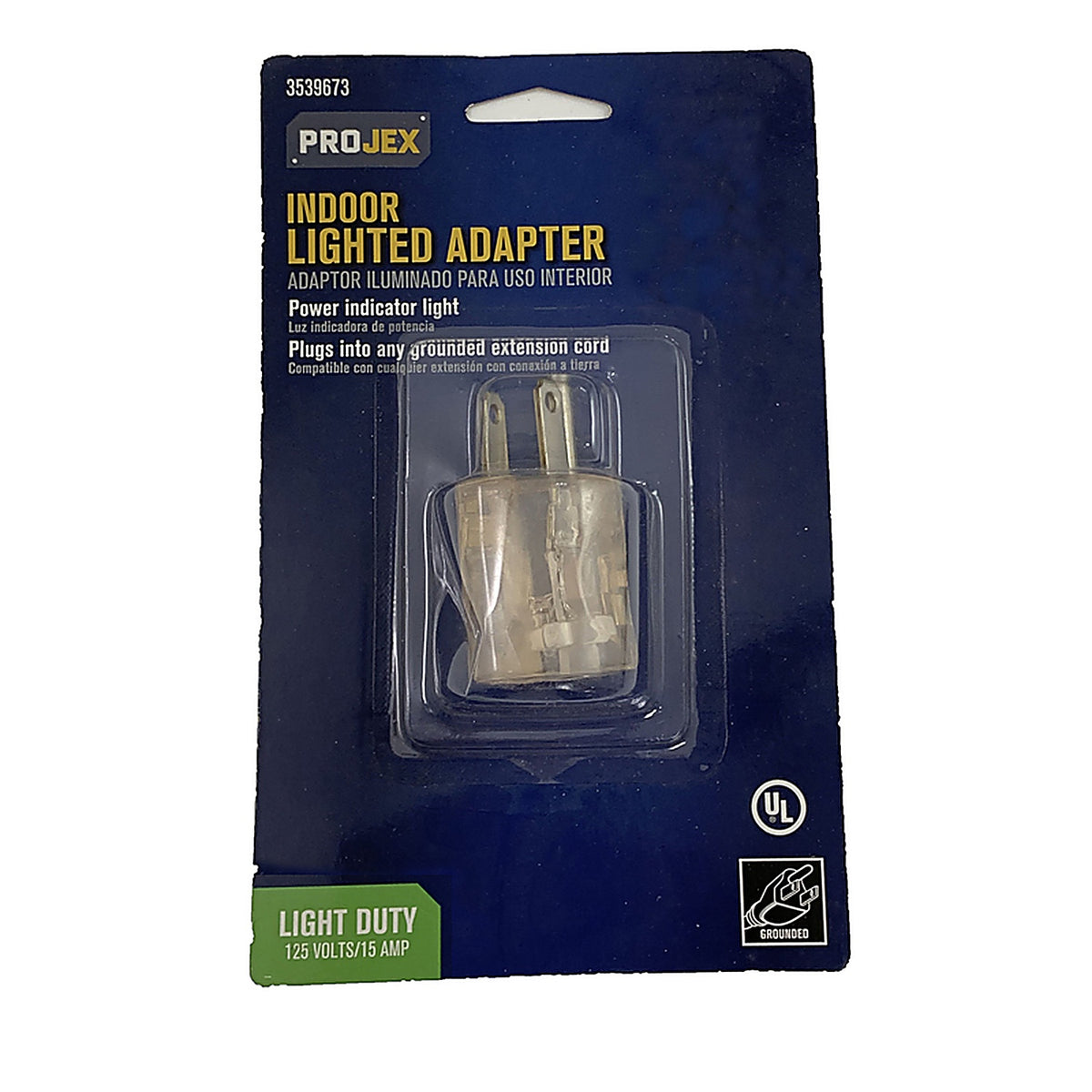Projex - 045A/16PRJ - Grounded 1 outlets Adapter w/Light 1 pk