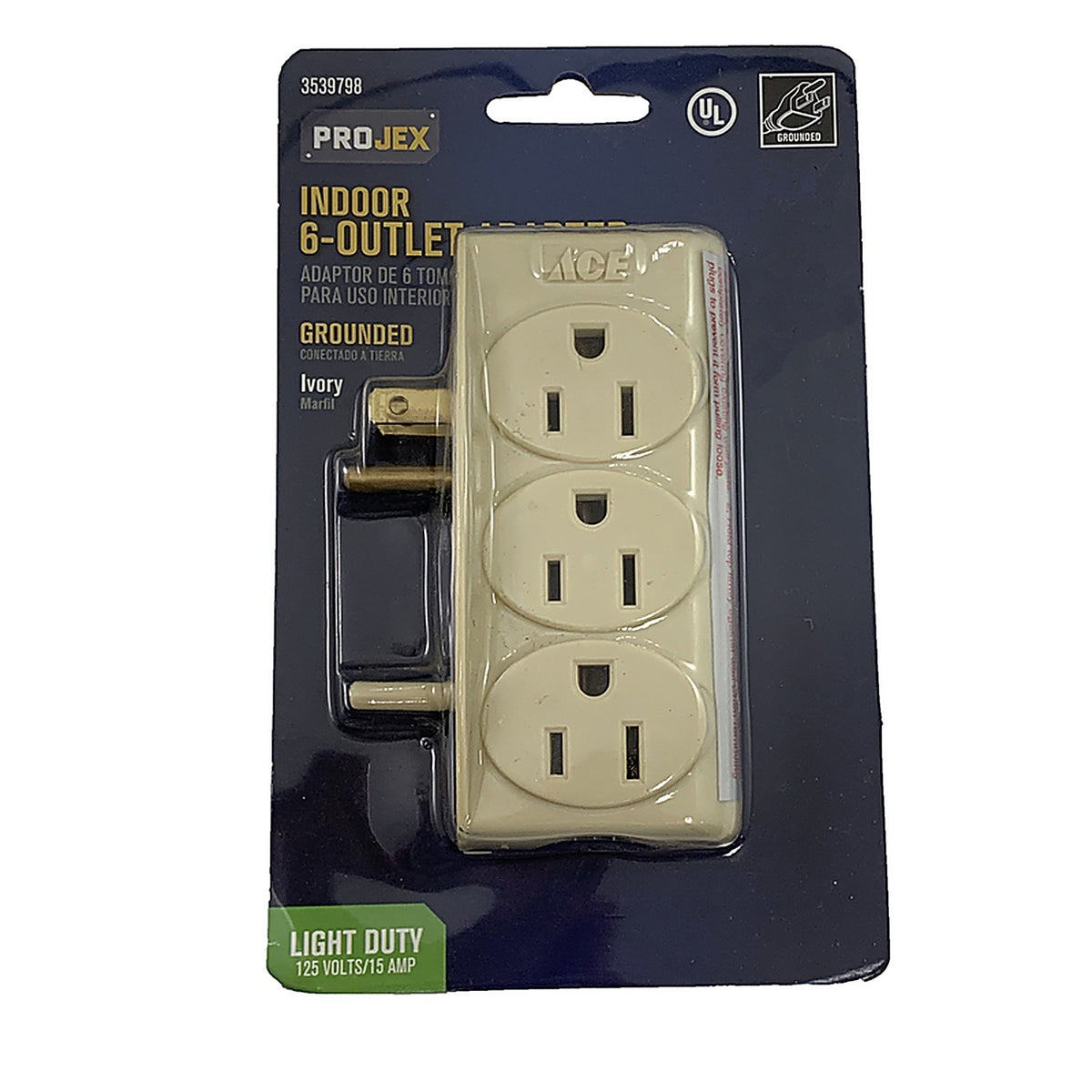 Projex - FA-118/11PRJ - Grounded 6 outlets Adapter 1 pk