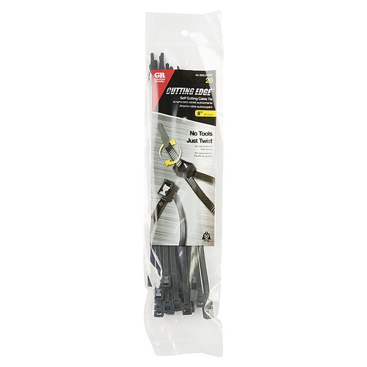 Gardner Bender - 45-308UVBSC - 8 in. L Black Self-Cutting Cable Tie - 20/Pack