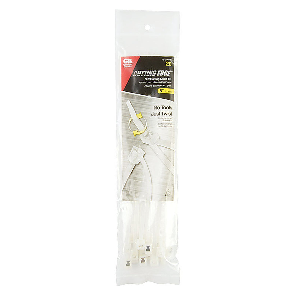 Gardner Bender - 45-308SC - 8 in. L Clear Self-Cutting Cable Tie - 20/Pack