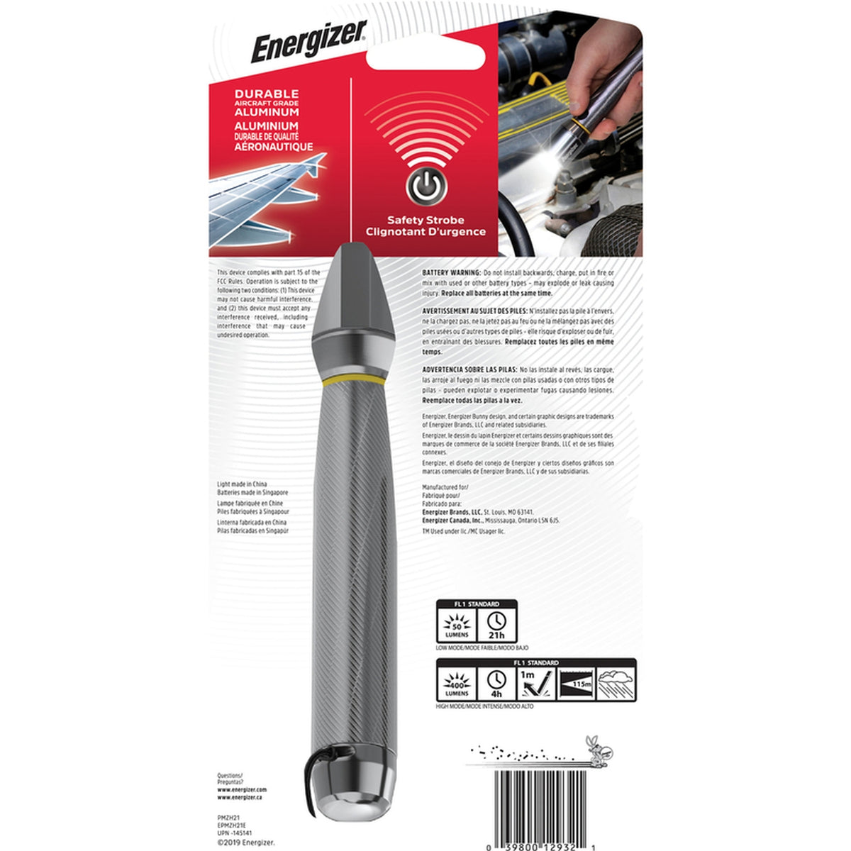 Energizer - EPMZH21E - 400 lumens Gray LED Flashlight AA Battery