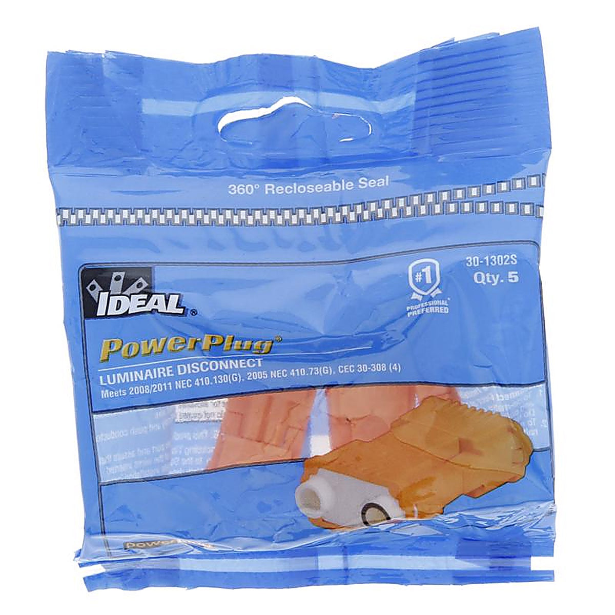Ideal - 30-1302S - PowerPlug Insulated Wire Terminal Disconnect Orange 5 pk