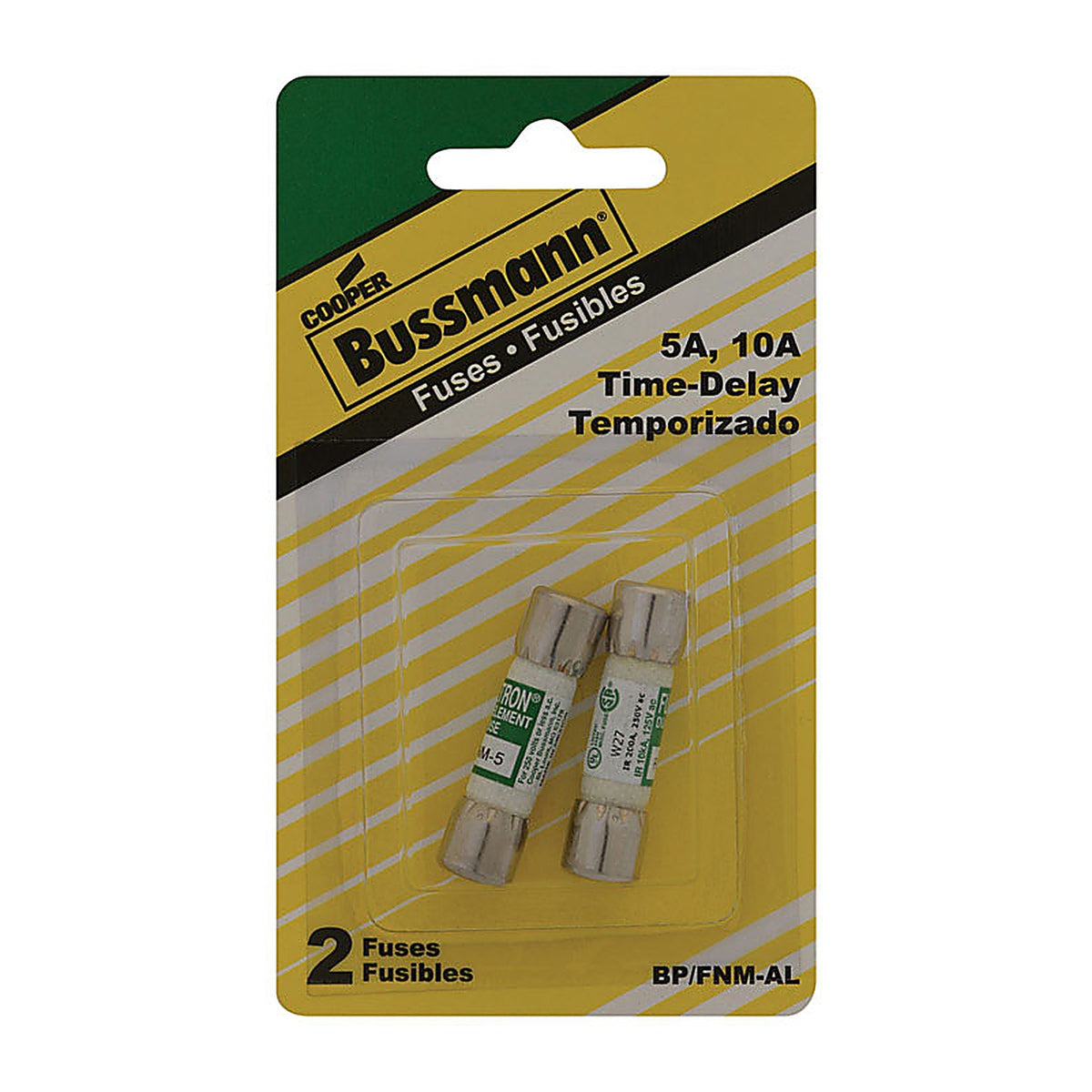 Bussmann - BP/FNM-AL - 5, 10 amps Time Delay Cartridge Fuse 2 pk