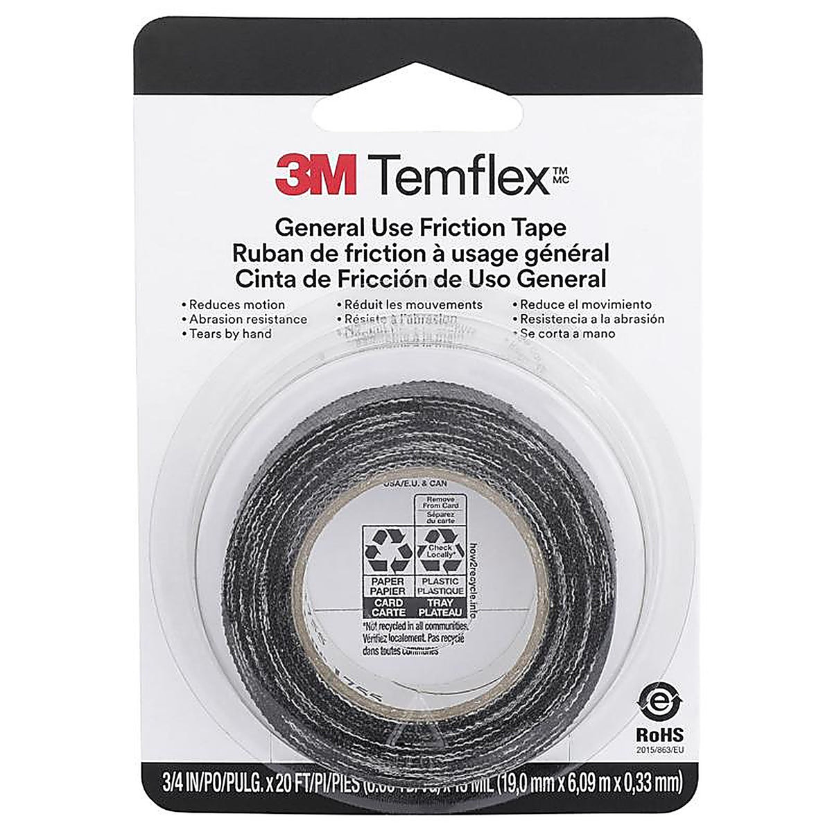3M - 3407NA-BA-6 - 0.708 in. W x 240 in. L Black Cotton Cloth Friction Tape