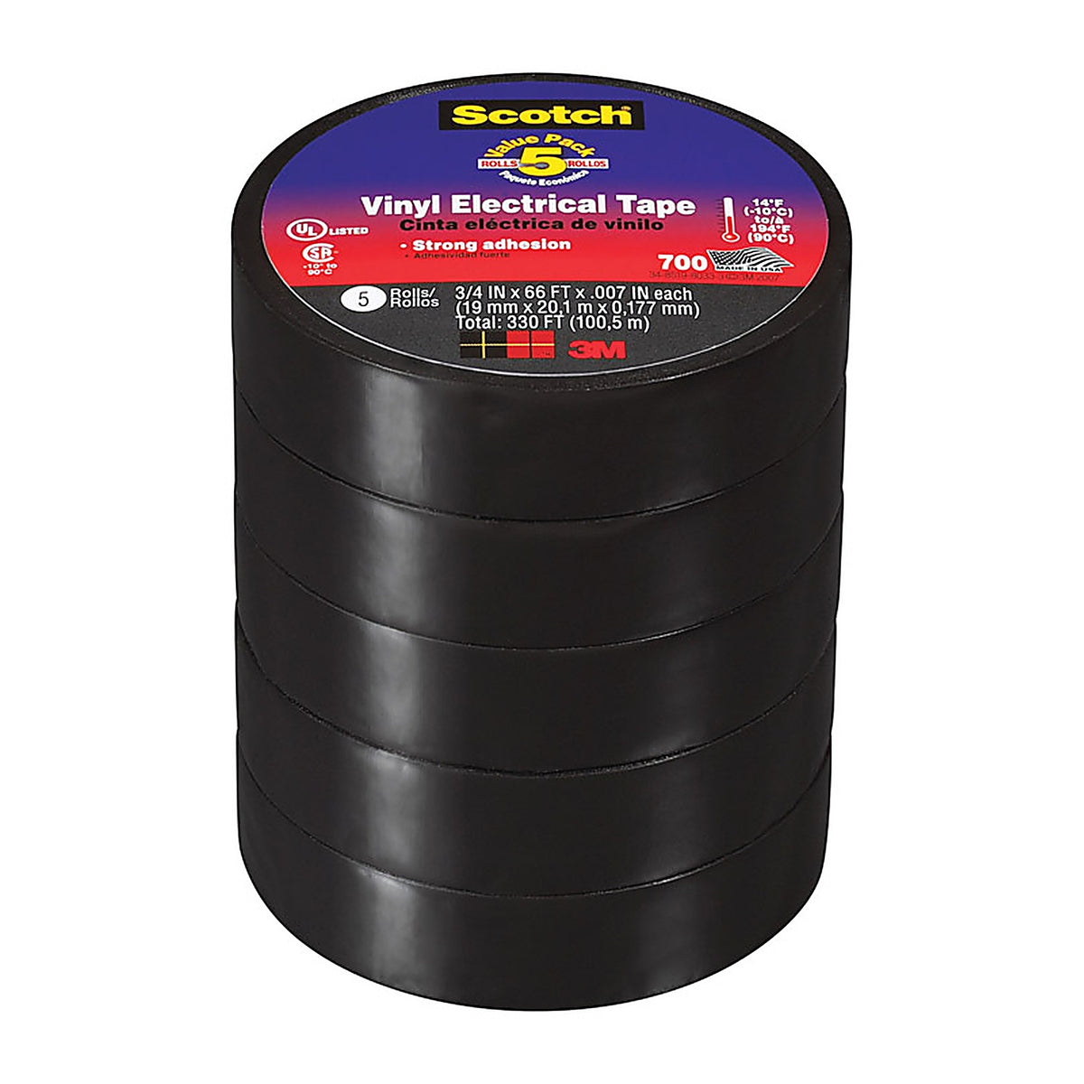 3M - 24413-BA-6 - Scotch 3/4 in. W x 66 ft. L Black Vinyl Electrical Tape