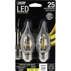 Feit Electric - BPEFC25927CAFL2 - CA10 E26 (Medium) LED Bulb Soft White 25 W 2 pk