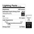 Feit Electric - BPCFC25927CAFL2 - CA10 E12 (Candelabra) LED Bulb Soft White 25 W 2 pk