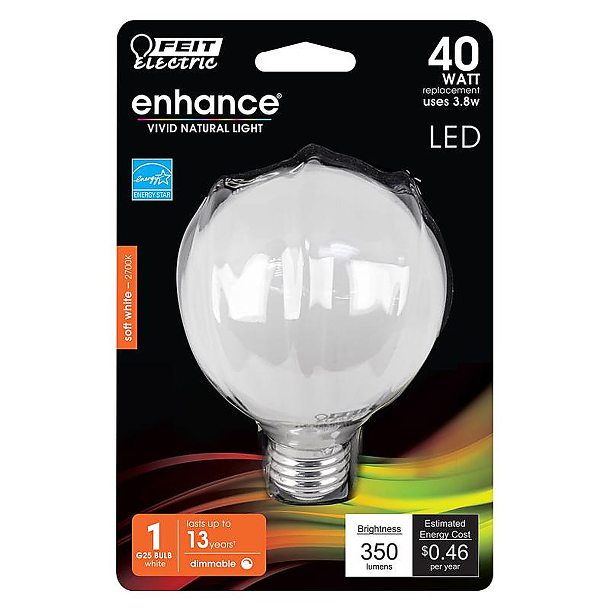 Feit Electric - G2540W927CAFLRP - G25 E26 (Medium) LED Bulb Soft White 40 W 1 pk