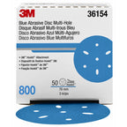 3M - 36154 - Hookit Blue Abrasive Disc Multi-hole, 3 in, 800, 50/box - UU004898795