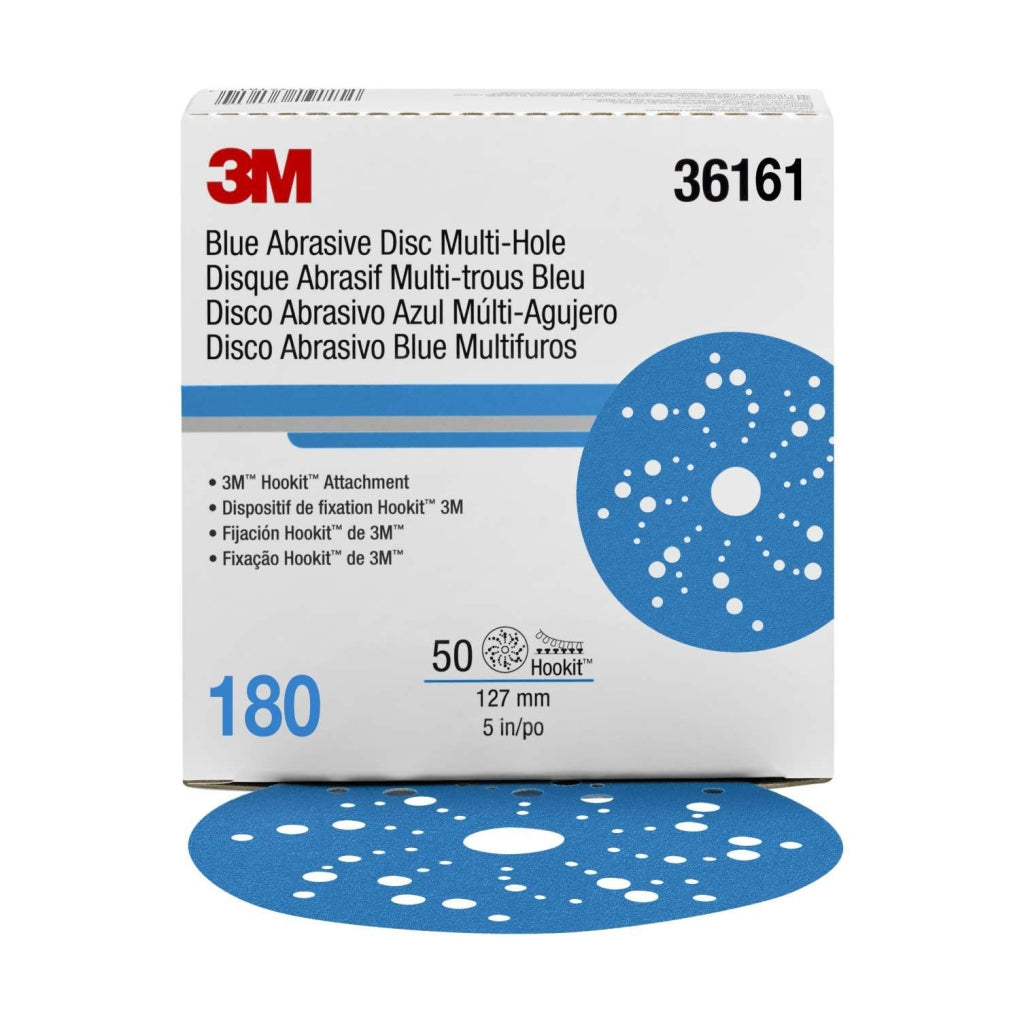 3M - 36161 - Hookit Blue Abrasive Disc Multi-hole, 5 in, 180G - 50/Pack - UU004899645