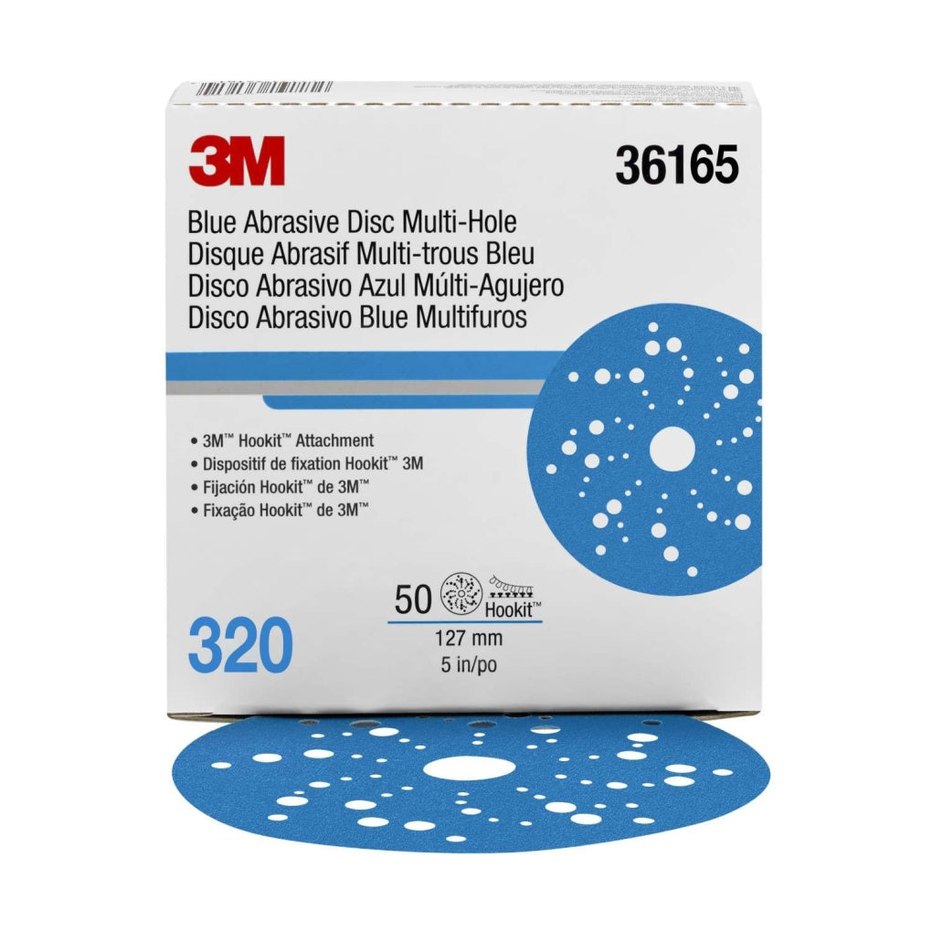 3M - 36165 - Hookit Blue Abrasive Disc Multi-hole, 5 in, 320G - 50/Pack - UU004899678