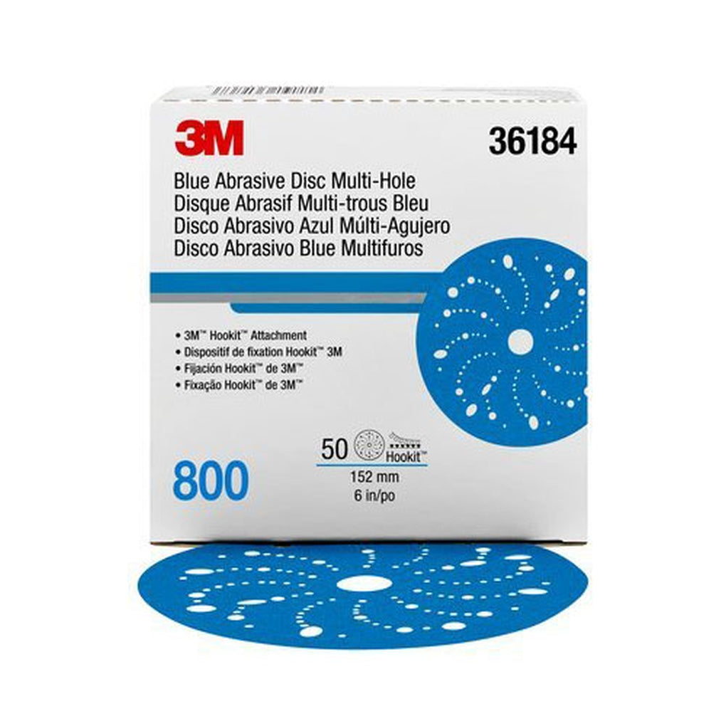 3M - 36184 - Hookit Blue Abrasive Disc Multi-Hole 6 in, 800, 50/box - UU004899835