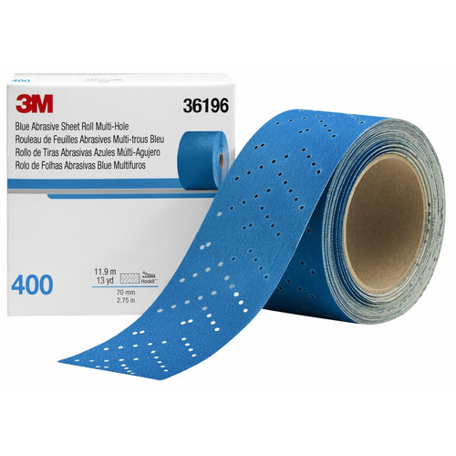 3M - 36196 - Hookit Blue Abrasive Sheet Roll Multi-Hole 2.75 in x 13 y, 400 - UU004899926