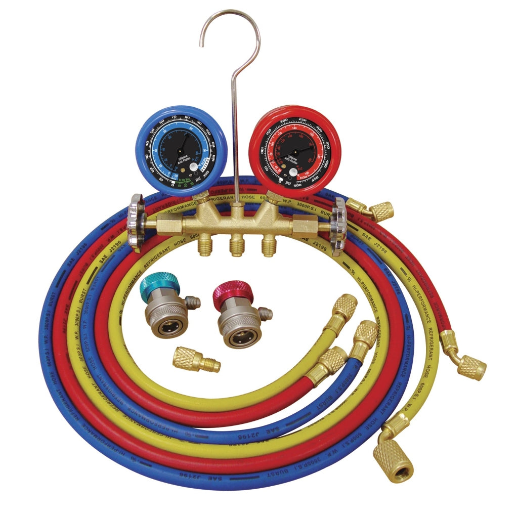 ATD - 3694 - R12/R134a Deluxe Dual Brass A/C Manifold Gauge Set