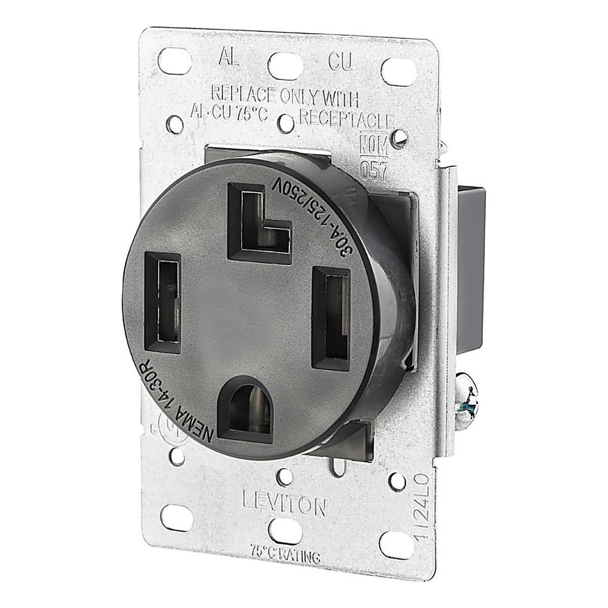 Leviton - R10-00278-S00 - 30 amps 125/250 volt Duplex Black Outlet 14-30R - 1/Pack