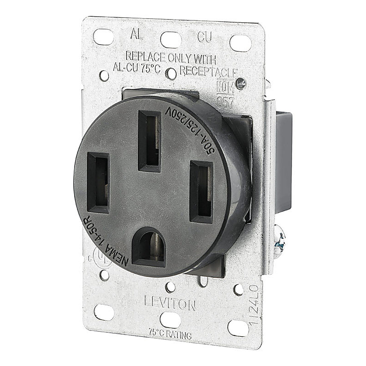 Leviton - R10-00279-S00 - 50 amps 125/250 volt Duplex Black Outlet 14-50R - 1/Pack