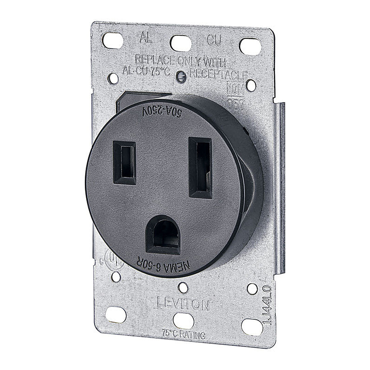 Leviton - R10-05374-000 - 50 amps 250 volt Duplex Black Outlet 6-50R - 1/Pack