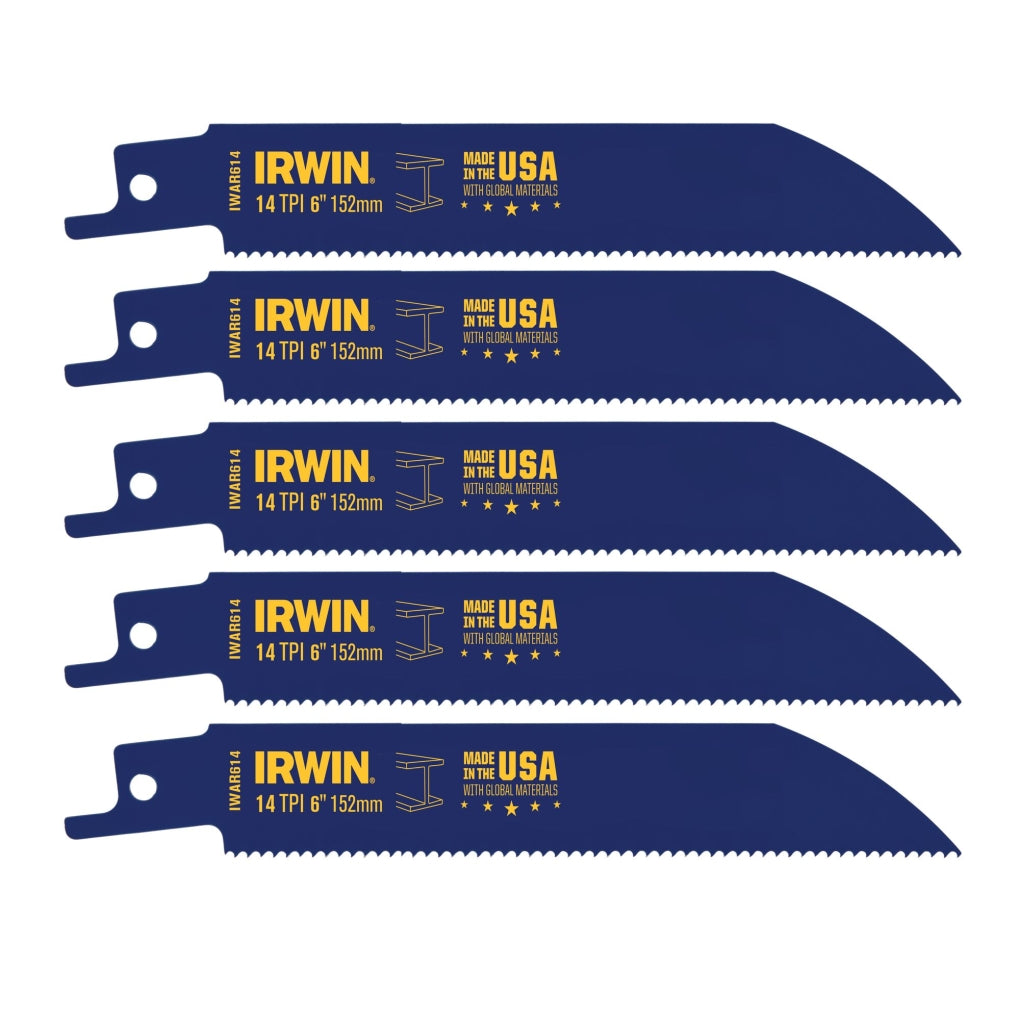 IRWIN - 372614P5 - 6 14 TPI Metal Cutting Reciprocating WeldTec Bi-Metal Blade, 5 Pack