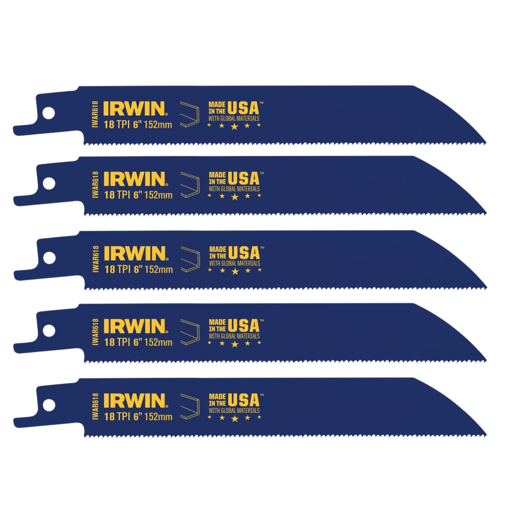 IRWIN - 372618P5 - 6 18 TPI Metal Cutting Reciprocating Bi-Metal Blade, 5 Pack