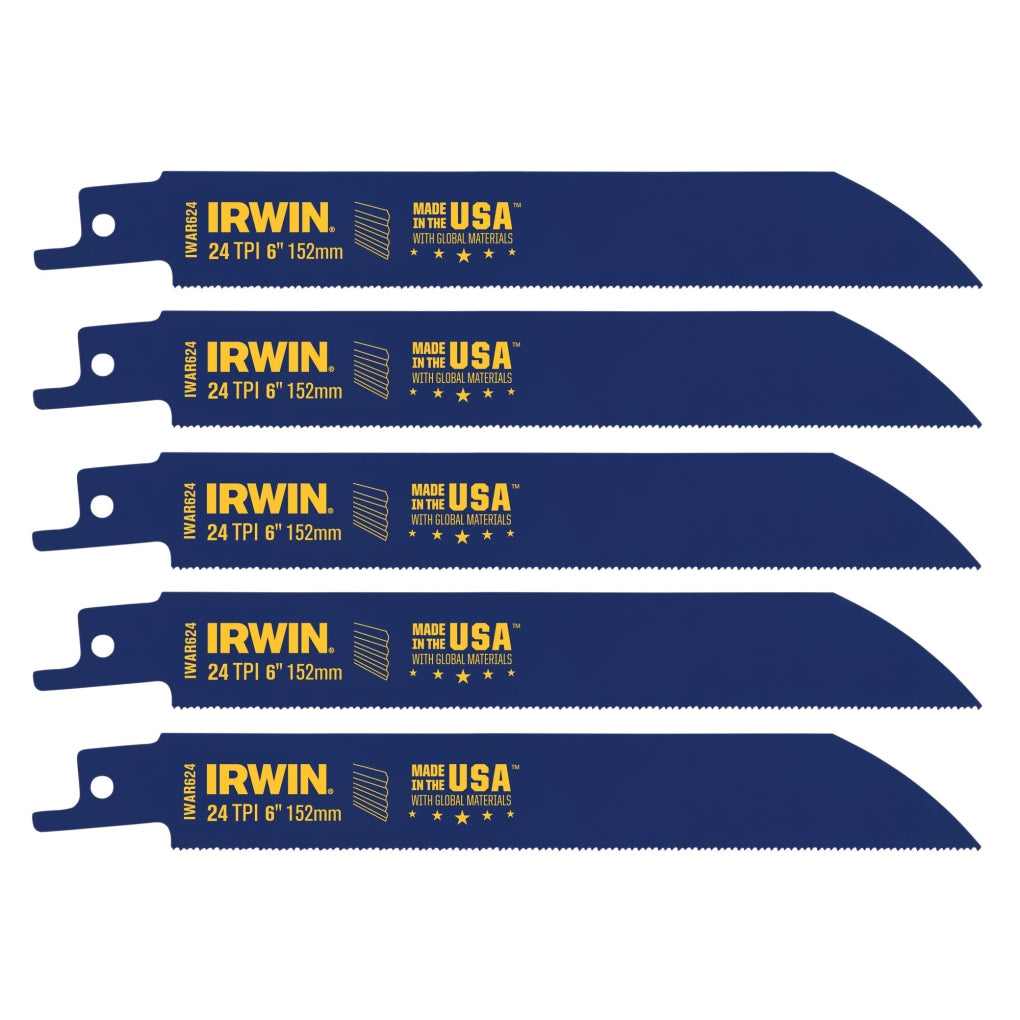 IRWIN - 372624P5 - 6 24 TPI Metal Cutting Reciprocating Bi-Metal Blade, 5 Pack