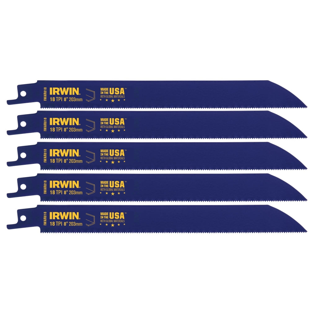 IRWIN - 372818P5 - 8 18 TPI Metal Cutting Reciprocating Bi-Metal Blade, 5 Pack