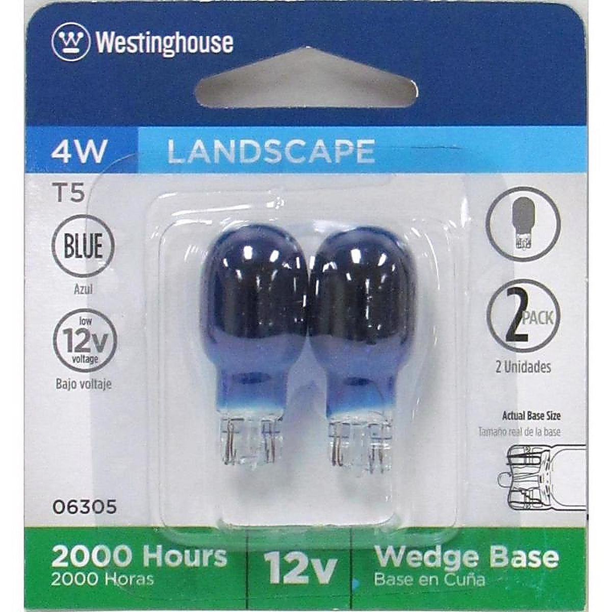 Westinghouse - 6305 - 4 W T5 Specialty Incandescent Bulb Wedge Blue 2 pk