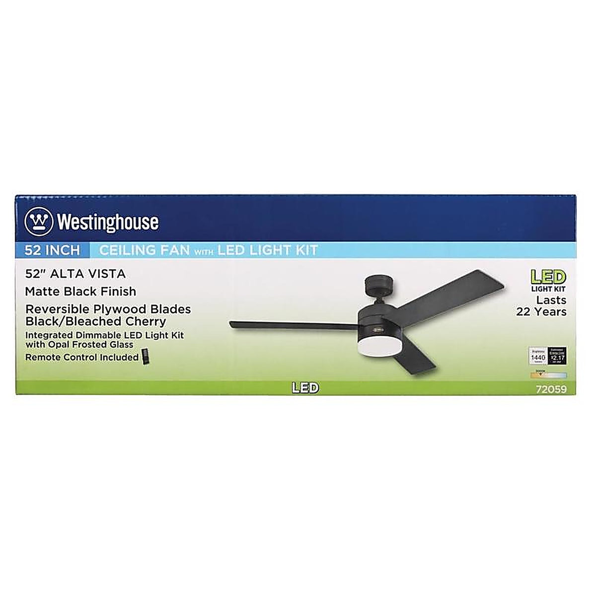 Westinghouse - 72059 - Alta Vista 52 in. Matte Black LED Indoor Ceiling Fan