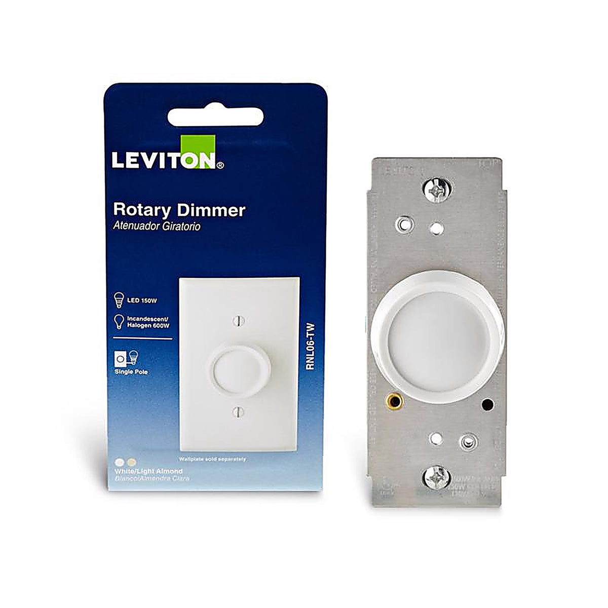 Leviton - RNL06-TW - Trimatron Light Almond & White 600 watt Rotary Dimmer Knob