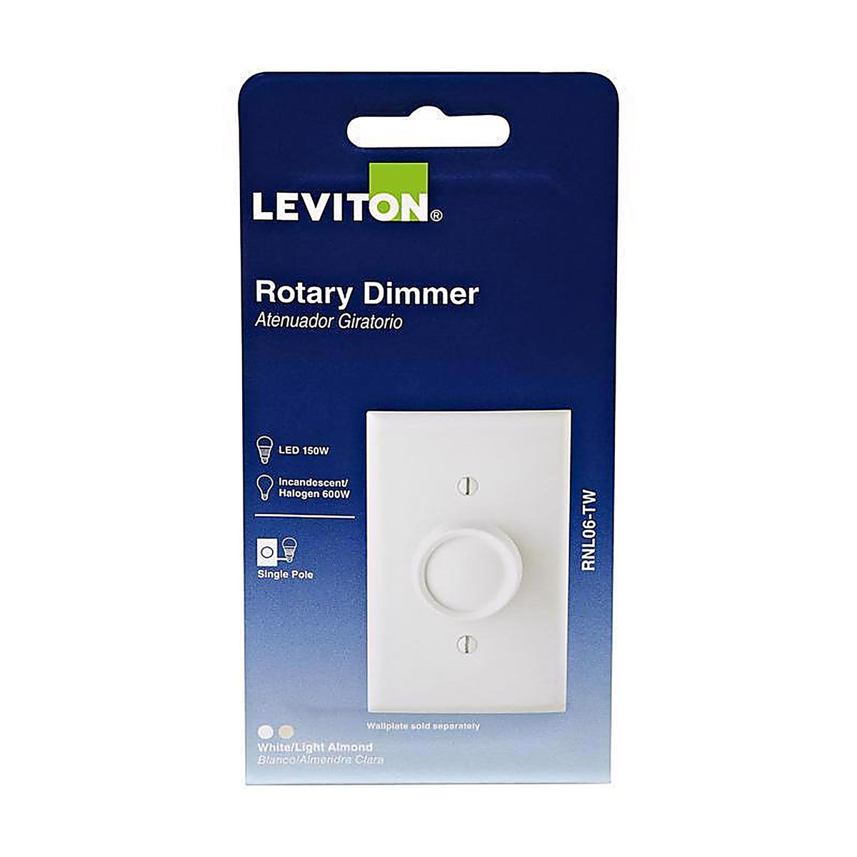 Leviton - RNL06-TW - Trimatron Light Almond & White 600 watt Rotary Dimmer Knob