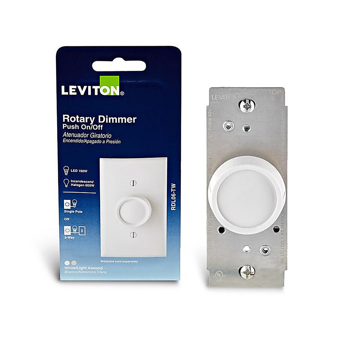 Leviton - RDL06-TW - Trimatron Light Almond & White 600 watt Rotary Dimmer Knob