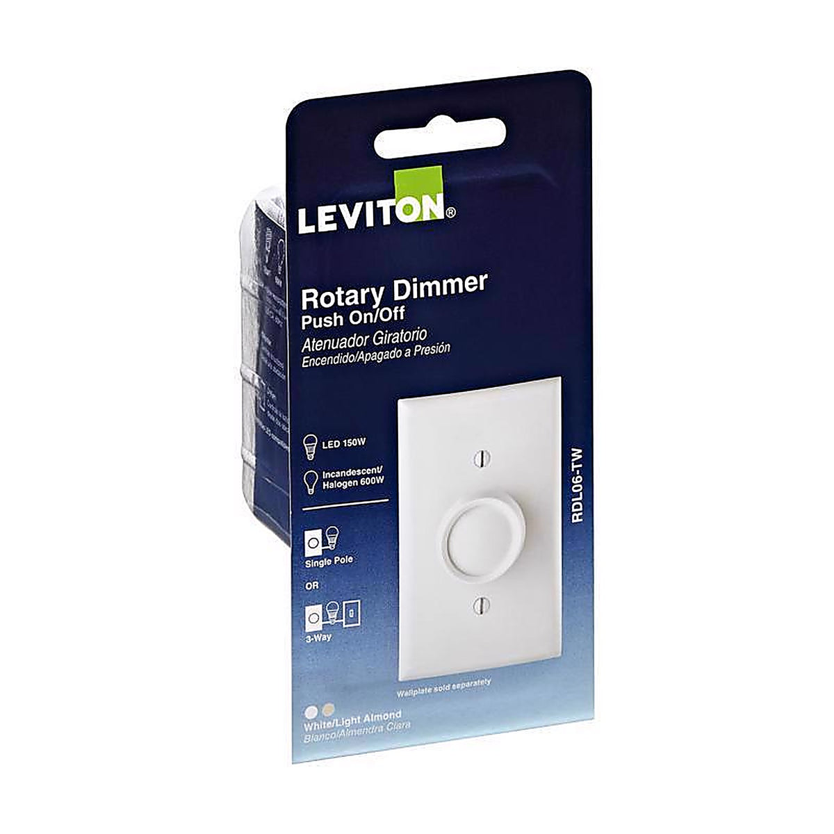 Leviton - RDL06-TW - Trimatron Light Almond & White 600 watt Rotary Dimmer Knob