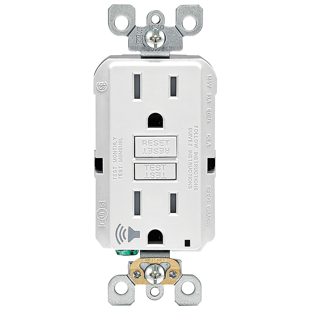Leviton - GFTA1-W - 15 amps 125 volt White Audible Outlet 5-15R