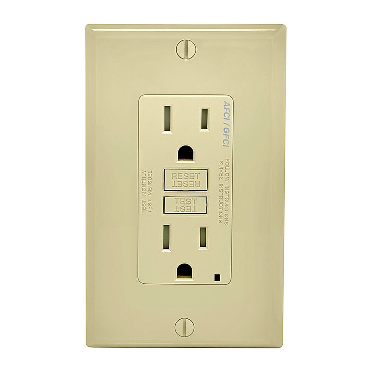 Leviton - AGTR1-I - Decora 15 amps 125 volt Ivory AFCI/GFCI Dual Function Outlet 5-15R - 1/Pack
