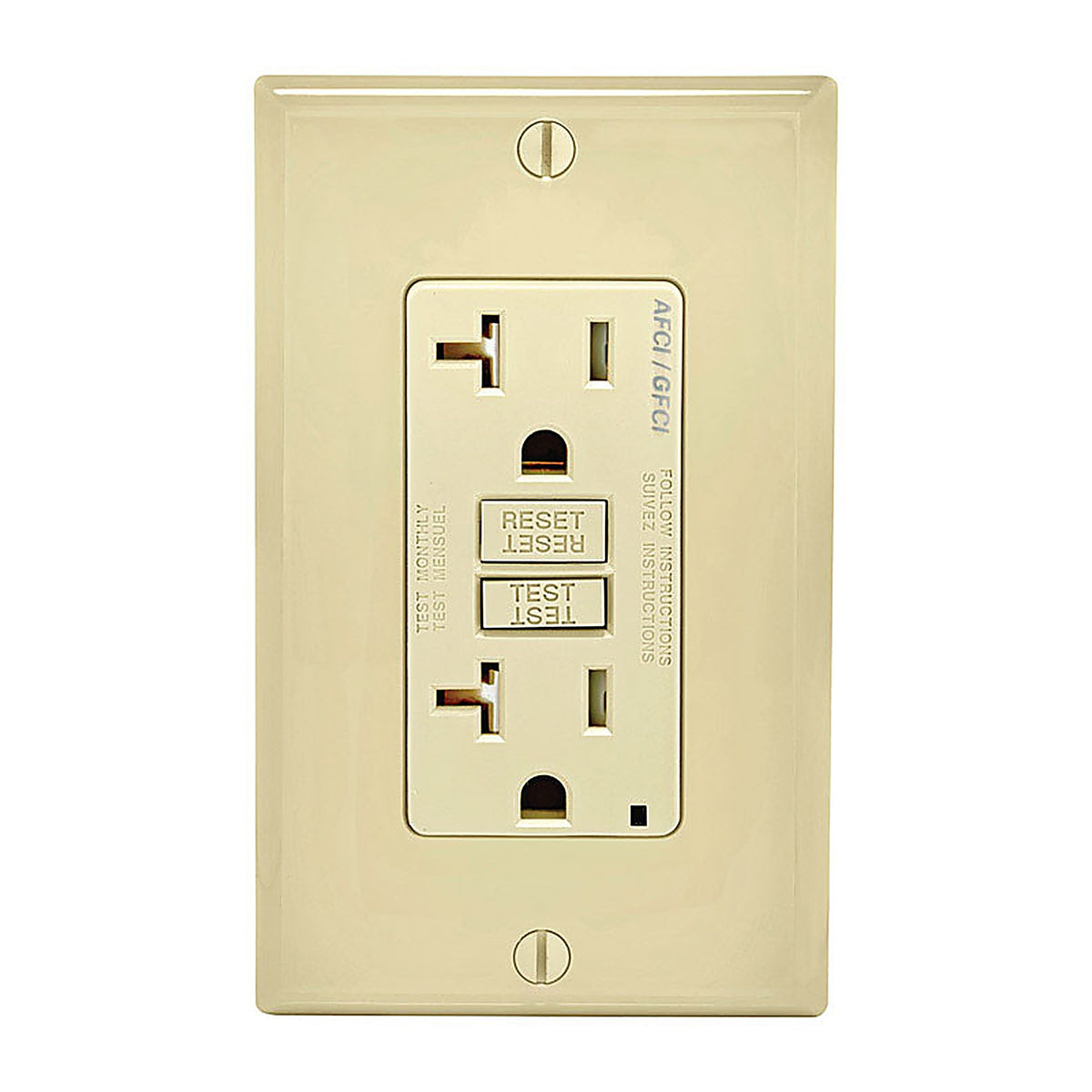 Leviton - AGTR2-I - SmartlockPro 20 amps 125 volt Duplex Ivory AFCI/GFCI Dual Function Outlet 5-20R