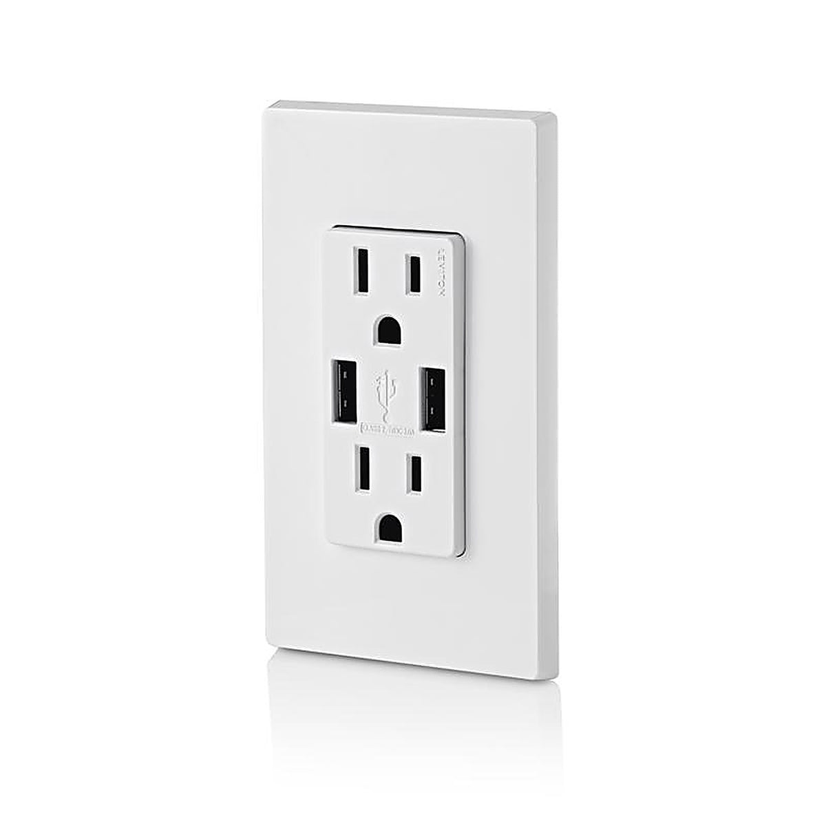 Leviton - T5632-3BW - Decora 15 amps 125 volt White Outlet and USB Charger 5-15R