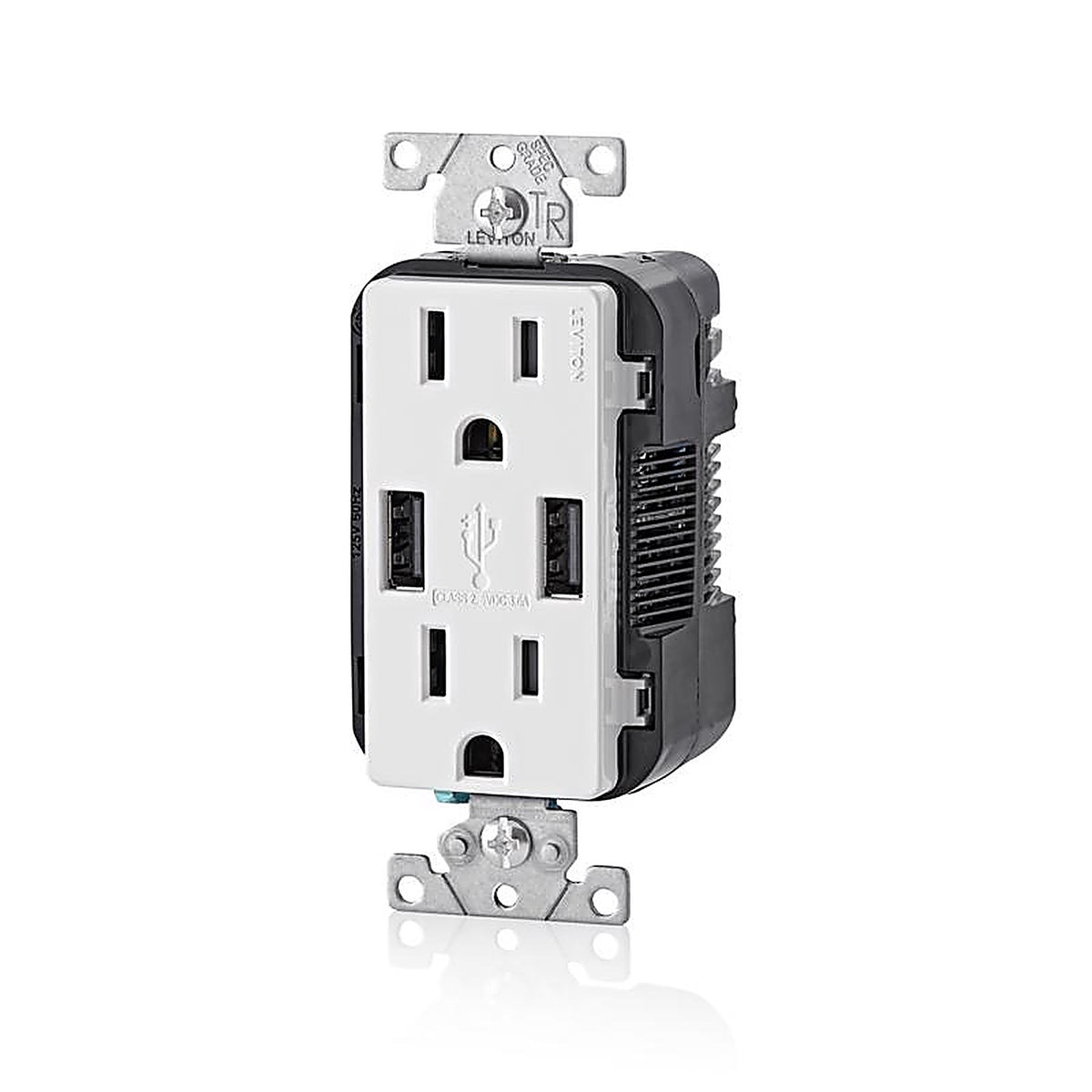 Leviton - T5632-3BW - Decora 15 amps 125 volt White Outlet and USB Charger 5-15R