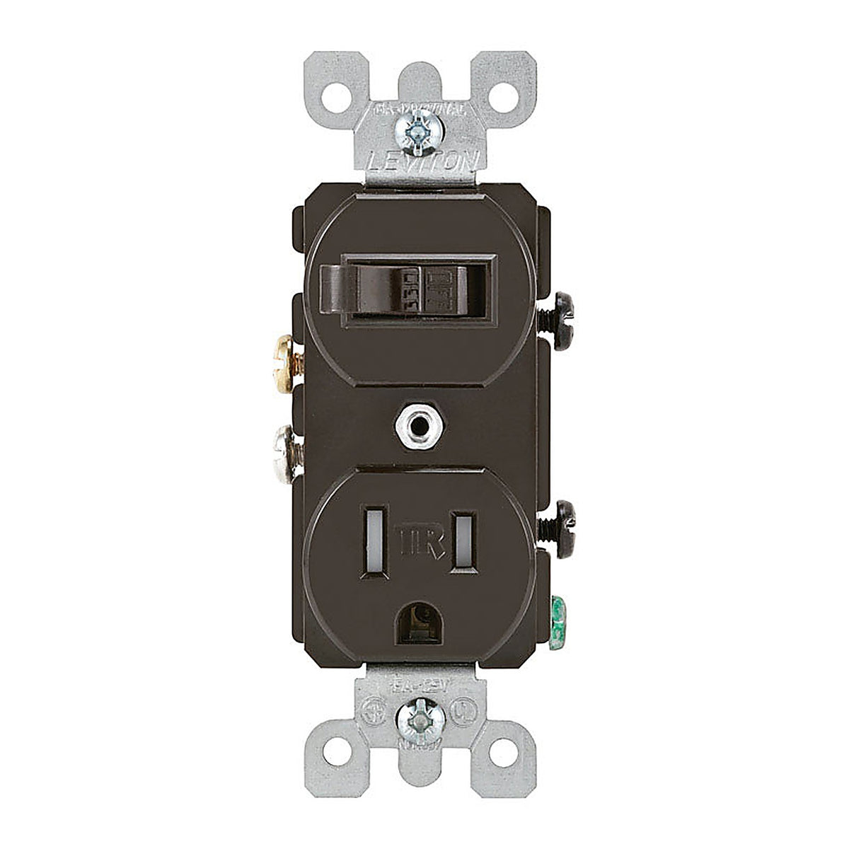 Leviton - T5225 - 15 amps 125 volt Brown Combination Switch/Outlet 5-15R - 1/Pack