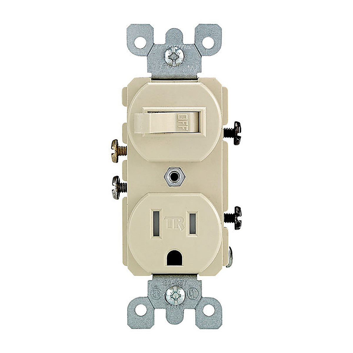 Leviton - T5225-I - 15 amps 125 volt Ivory Combination Switch/Outlet 5-15R