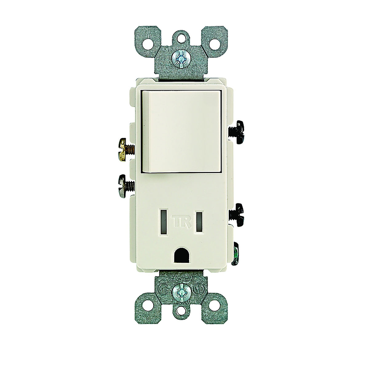 Leviton - T5625-T - Decora 15 amps 125 volt Light Almond Combination Switch/Outlet 5-15R