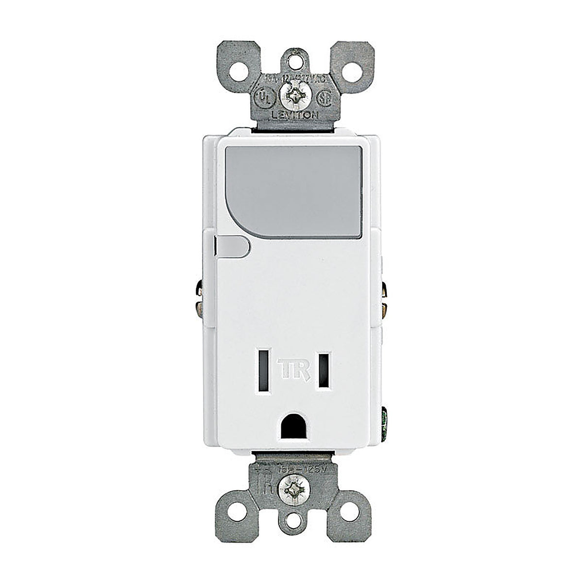 Leviton - T6525-W - Decora 15 amps 125 volt White Outlet/Guide Light 5-15R - 1/Pack