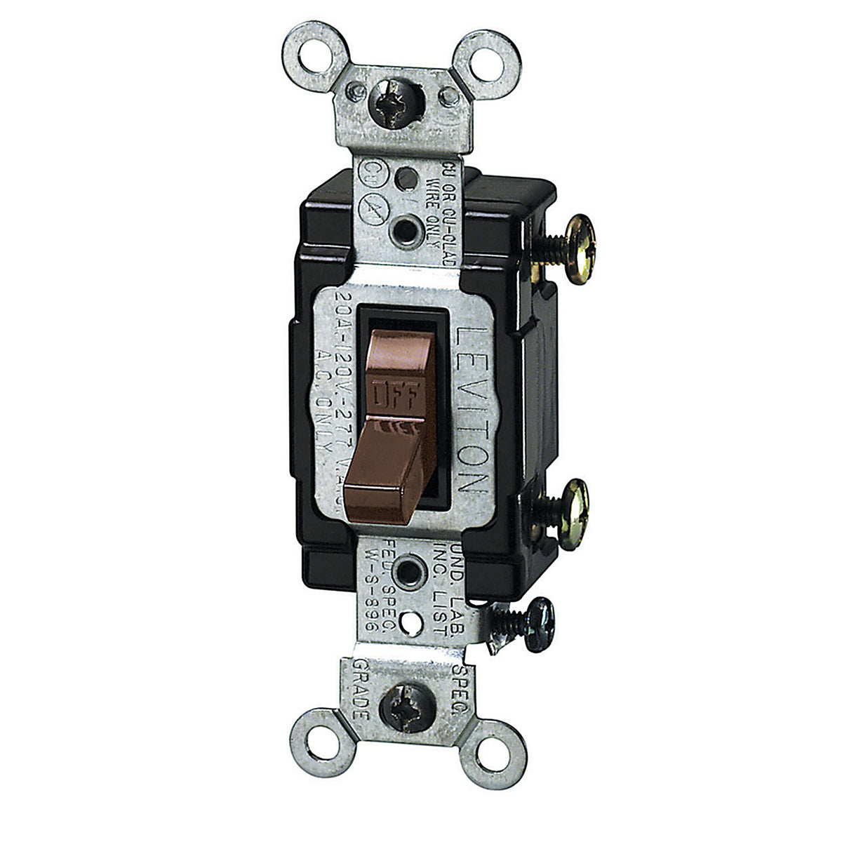Leviton - S00-CS120-02S - 20 amps Single Pole Toggle AC Quiet Switch Brown 1 pk