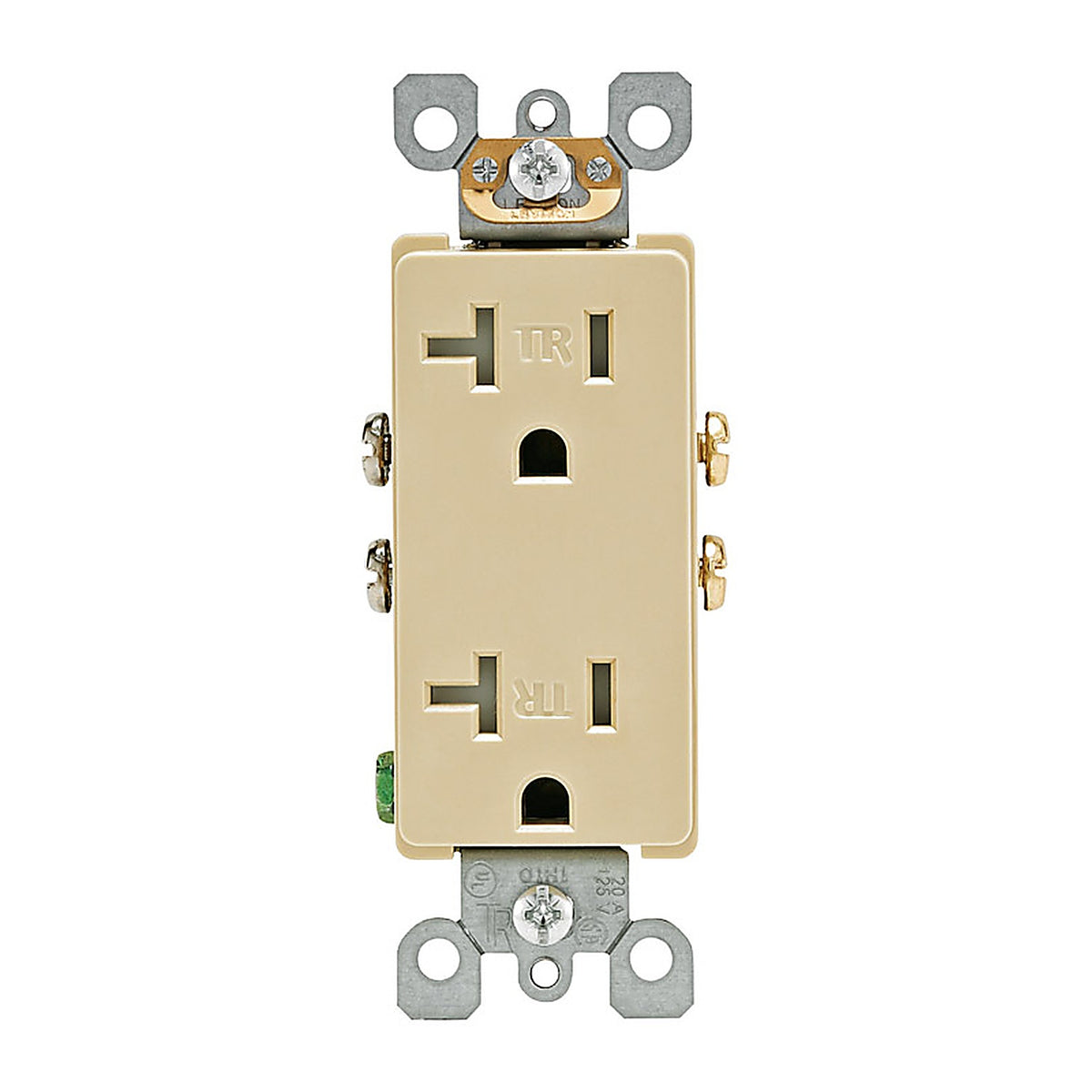 Leviton - T5825-I - Decora 20 amps 125 volt Duplex Ivory Outlet 5-20R