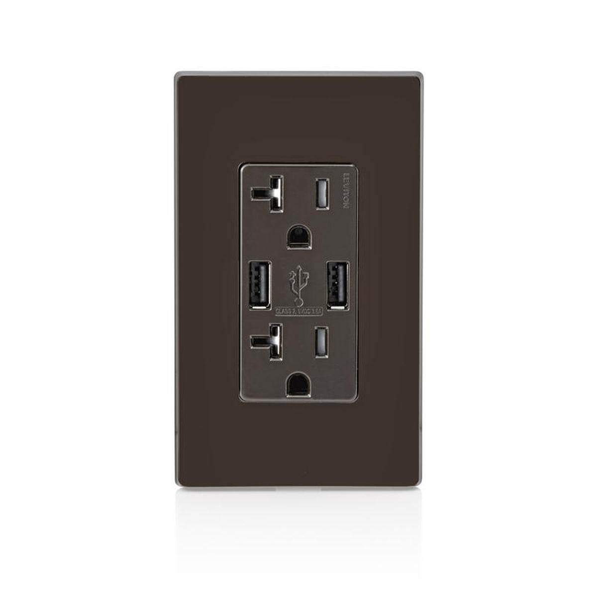 Leviton - T5832-B - Decora 20 amps 125 volt Brown Outlet and USB Charger 5-20R - 1/Pack