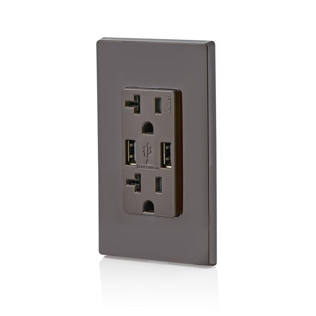 Leviton - T5832-B - Decora 20 amps 125 volt Brown Outlet and USB Charger 5-20R - 1/Pack