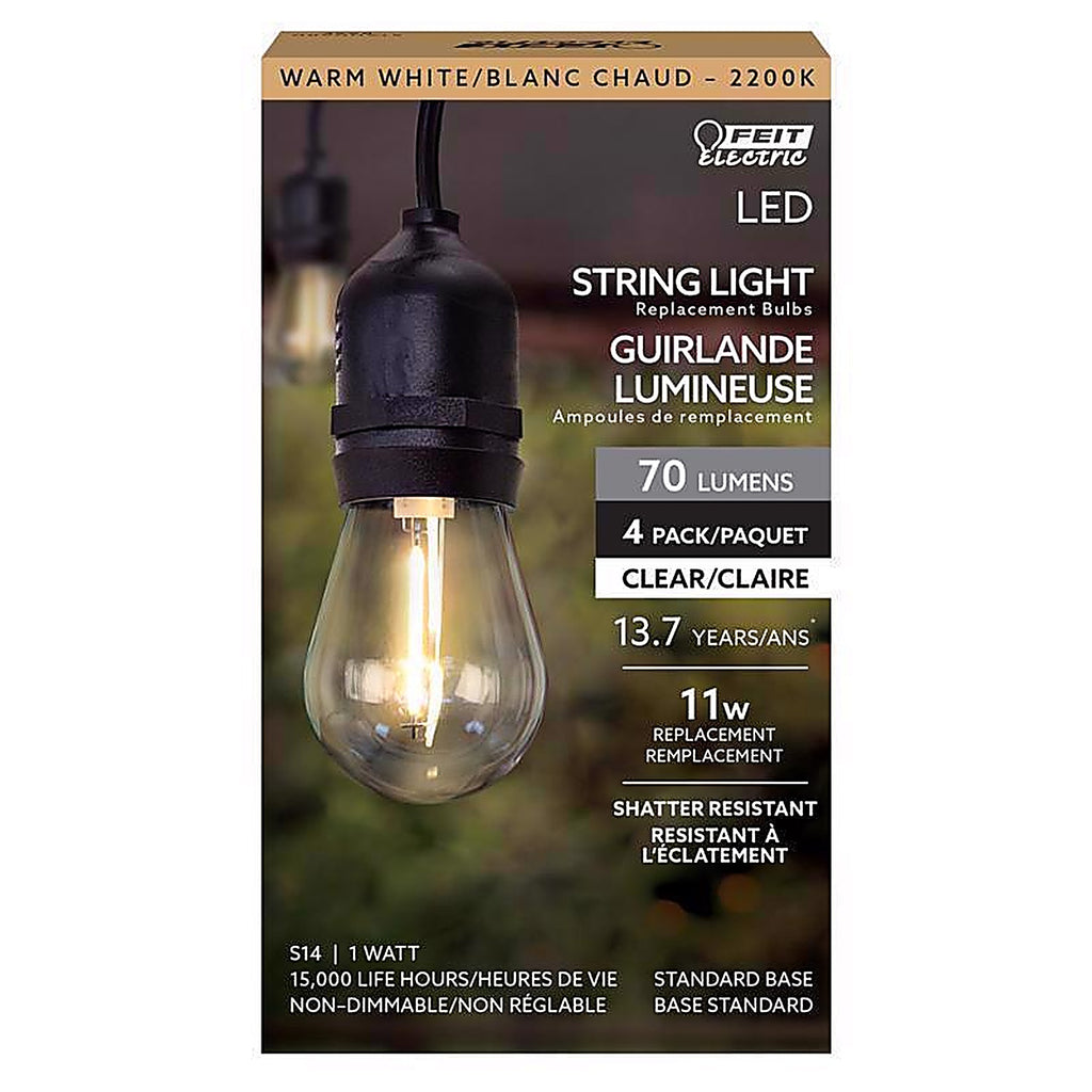 Feit Electric - S14/822/FILED/4 - S14 E26 (Medium) LED Bulb Soft White 11 W 4 pk