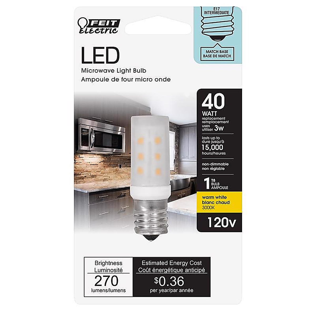 Feit Electric - BP40T8N/SU/LED - T8 E17 (Intermediate) LED Bulb Warm White 40 W 1 pk
