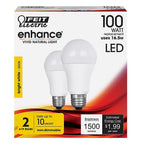 Feit Electric - OM100/930CA10K2 - Enhance A21 E26 (Medium) LED Bulb Bright White 100 W 2 pk