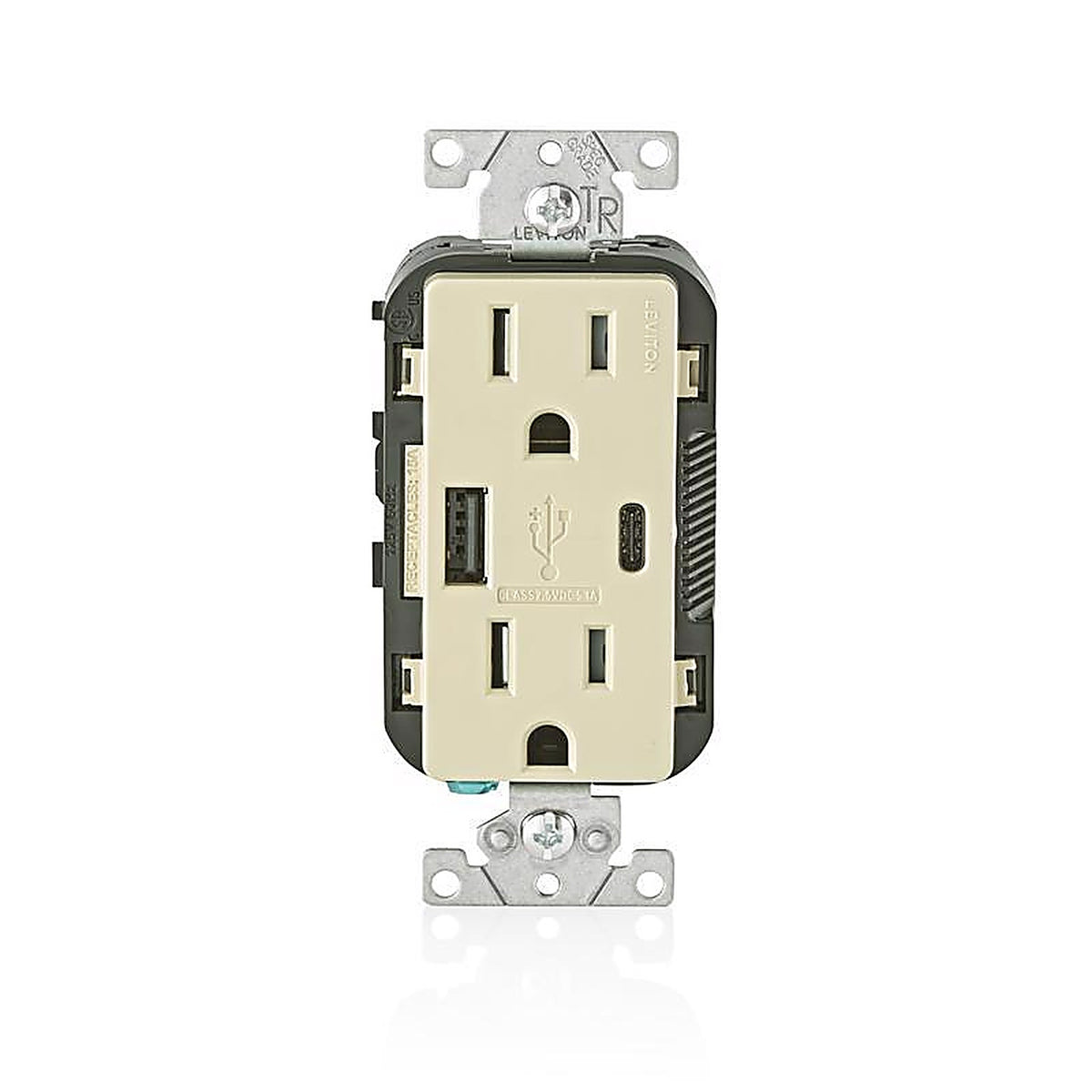 Leviton - T5633-I - Decora 15 amps 125 volt Ivory Outlet and USB Charger 5-15R - 1/Pack